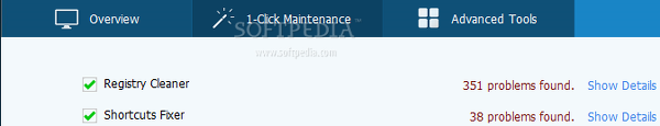 Showing the Glary Utilities 1-click maintenance panel